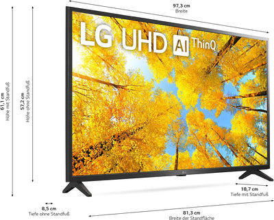 LG 43UQ75009LF 108 cm (43 Zoll) UHD Fernseher (Active HDR, 60 Hz, Smart TV) [Modelljahr 2022] Schwar