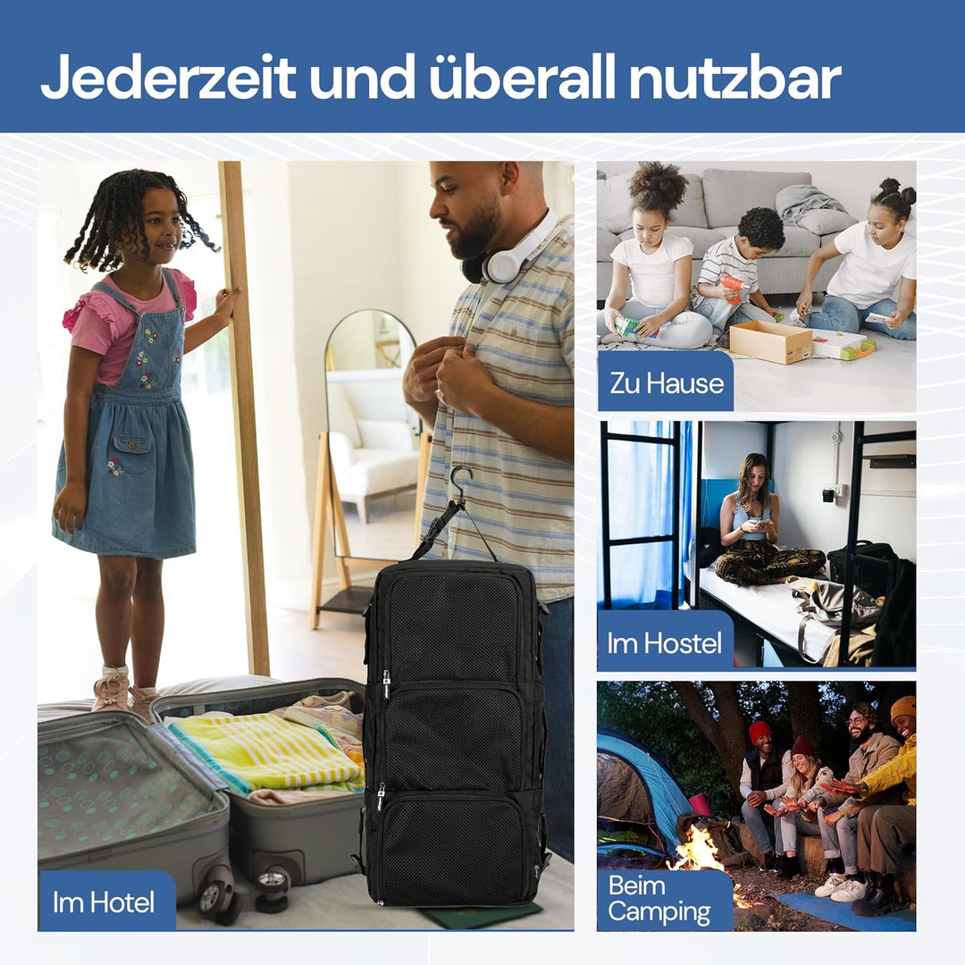 Hängende Packwürfel aus recycelten Plastikflaschen | Travel Organizer für Rucksack | Hanging Packing