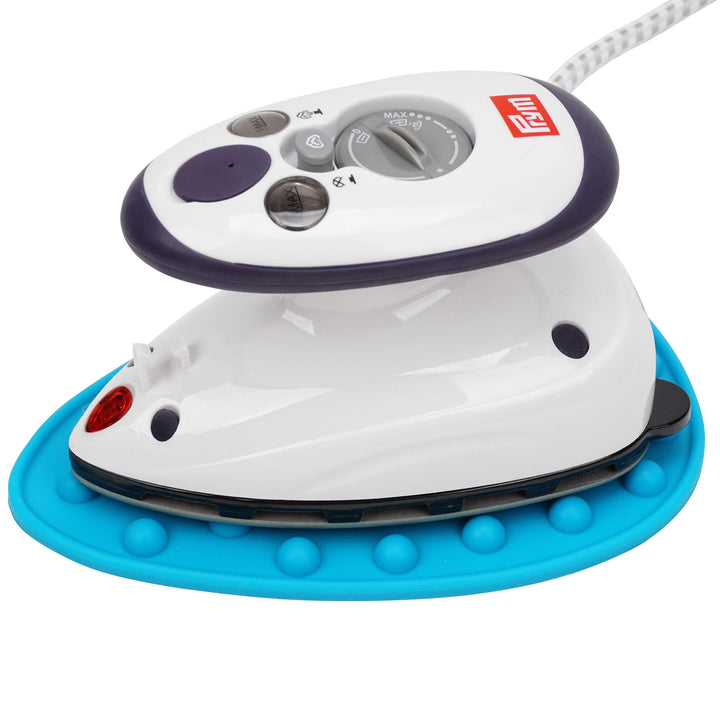 Prym Mini Dampf Bügeleisen mit SEMPLIX Silikon Ablage (türkis), Kleines Leichtes Dampf Bügeleisen Fü