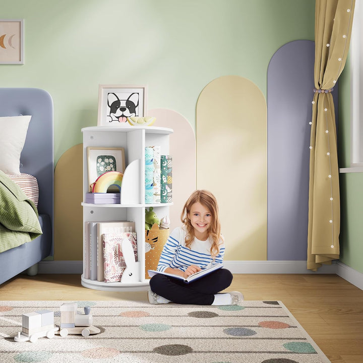 WOLTU Bücherregal Kinder, drehbares Kinderregal mit 2 Ebenen, Bücher Regal Kinderzimmer Wohnzimmer,