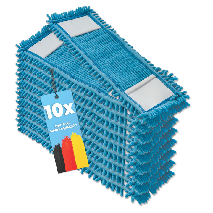 10x Bodenwischer Ersatzbezug - Chenille Wischbezug blau - Wischmopp Chenille aus Mikrofaser für empf