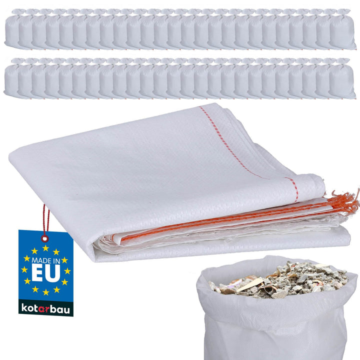 KOTARBAU® 50er Set PP Gewebesäcke 55x80 cm 30 kg Schwerlast-Gewebesack Weiss 50er Set 55x80cm, 50er