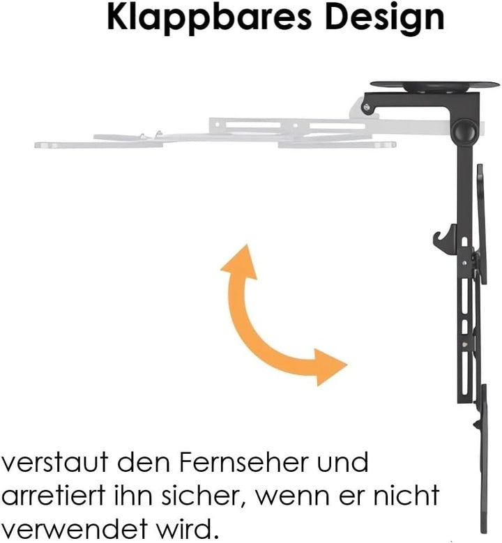 ARLI TV Deckenhalterung klappbar 23–55 Zoll neigbar schwenkbar faltbar Halter VESA bis 400×400 höhen