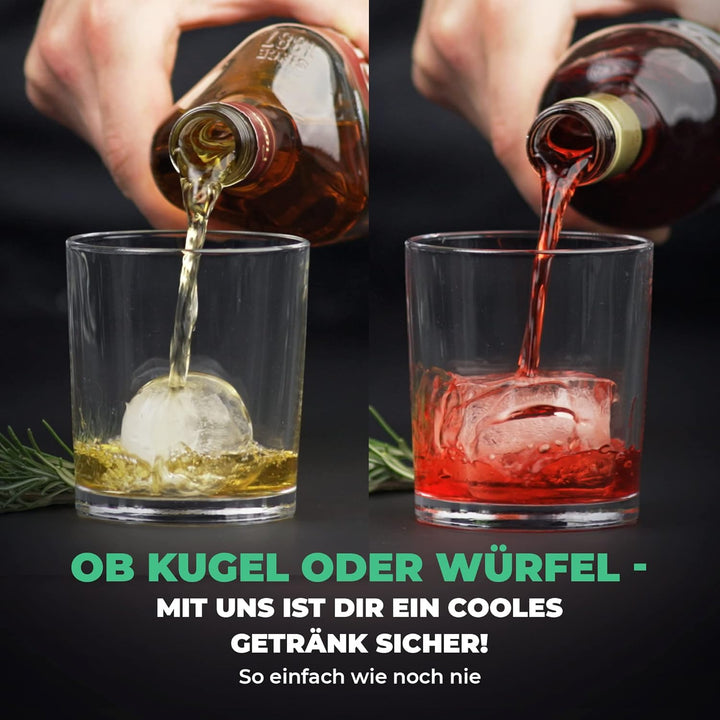 Neighbour's Friend Patentierte Eiskugelform mit XXL Eiswürfelform - Grosse Eiswürfelform rund Platin