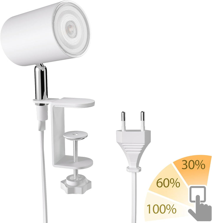 ledscom.de Klemmleuchte WAIKA, Schalter, weiss matt, inkl. LED GU10 Lampe, 3-Stufen Dimmen: max. 374