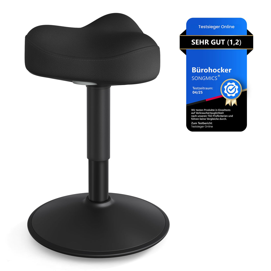 SONGMICS Stehhocker, um 360° neigbar, höhenverstellbar 48-65.5 cm | Schreibtischstuhl, modern, gross
