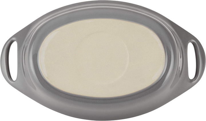 Rachael Ray Solid Glaze Ceramics Au Gratin Bakeware/Baker Set, Oval - 2 Piece, Gray 2 Piece grau, 2
