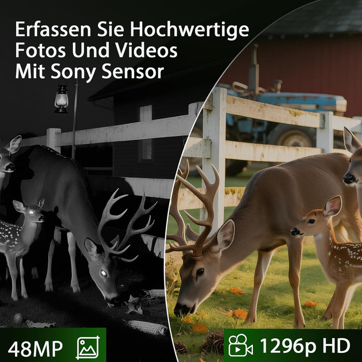 Meidase P200 Wildkamera WLAN mit App 48MP H.264 1296P, 27m Infrarot Nachtsicht Bewegungsmelder Wildt