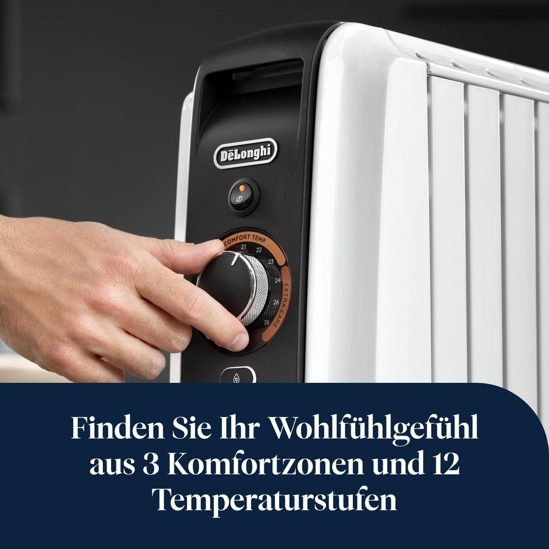 De'Longhi Dragon EasyTronic – Ölheizer für Räume bis 75m³, Elektroheizung mit Sicherheitsthermostat,