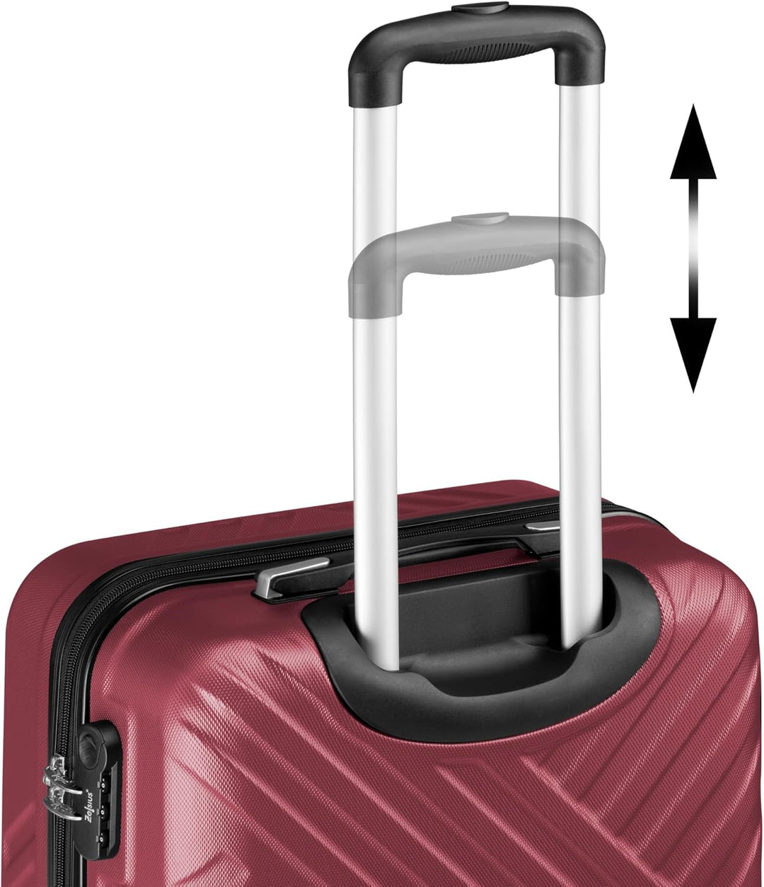 Zelsius Koffer Set 3 Stück, Rot | ABS Hartschalenkoffer mit Zahlenschloss, Doppelrollen und Innen Tr