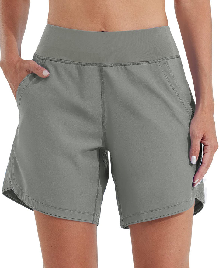 WILLIT Damen 7" Badeshorts Schwimmen Boardshorts Badehose Schnell Trocknend Bikini Shorts High Waist