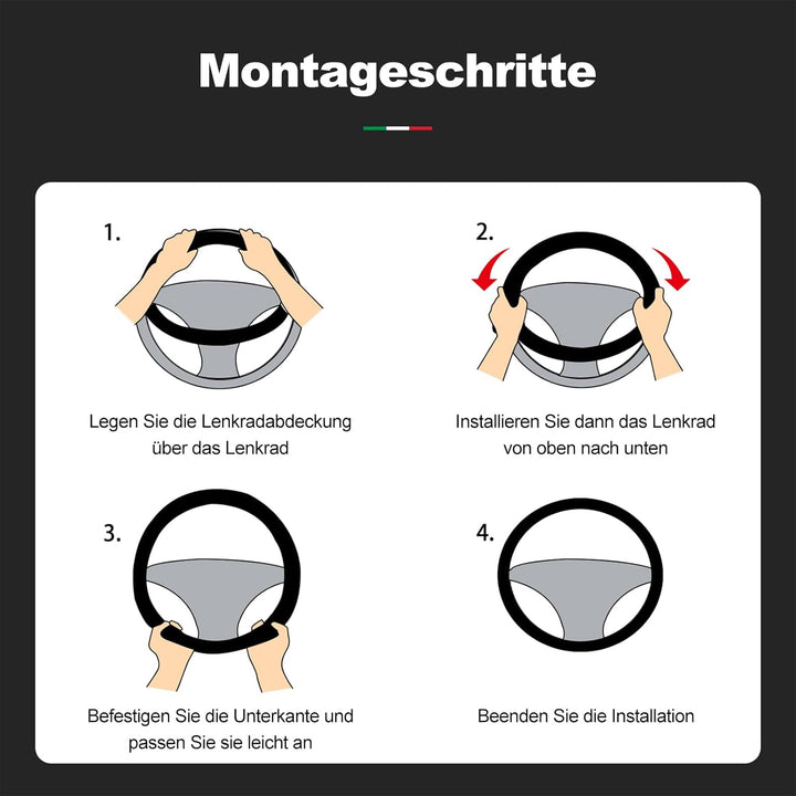 Ergocar D-Form Auto Lenkradbezug Rutschfester Auto Sport Lenkradschutz Mikrofaser Wildleder Winter W