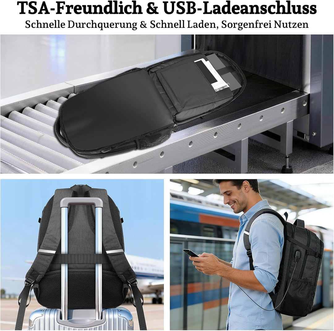 Rucksack Herren, Gross 15-17,3 Zoll Schulrucksack Laptop Rucksack, Business Reiserucksack mit USB La