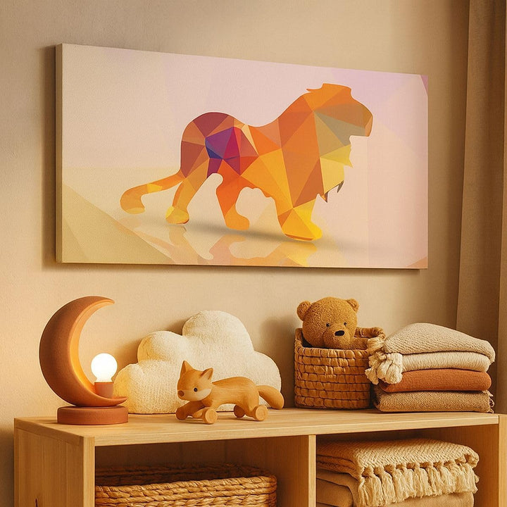 Wandbilder Dekoration Wohnzimmer Löwe Illustration modern Panorama Bilder auf Leinwand 120x50cm Lein