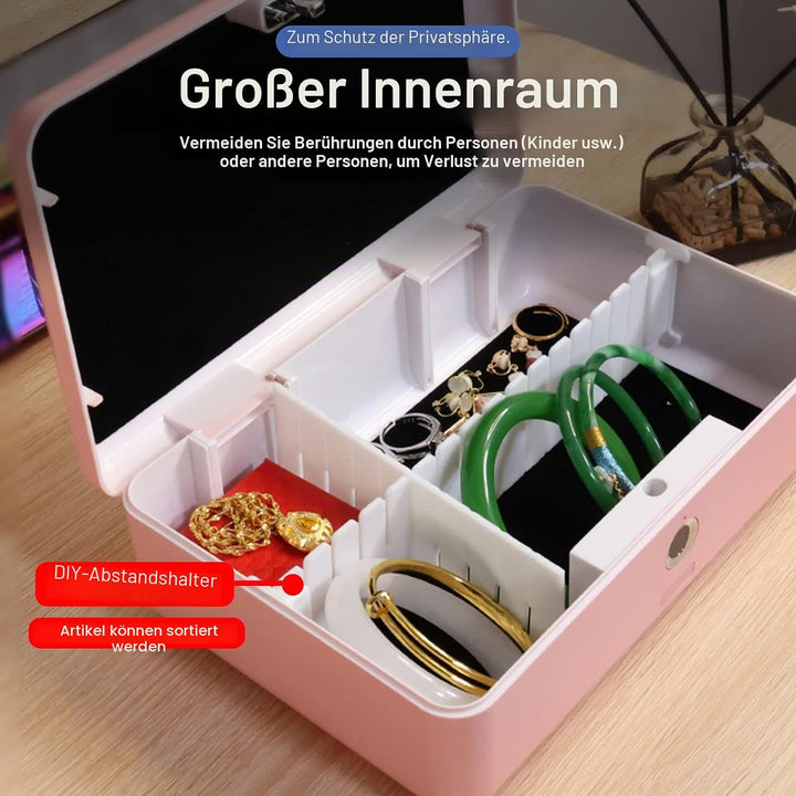 AICase Tresor mit biometrischer Fingerabdruckerkennung, Tragbare Sicherheitsbox mit Fingerprint und