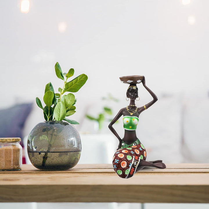 BESPORTBLE 2St dekorative Ornamente Afrikanische Kunstfiguren Kerzen Tablettdekor Schwarze Figuren H