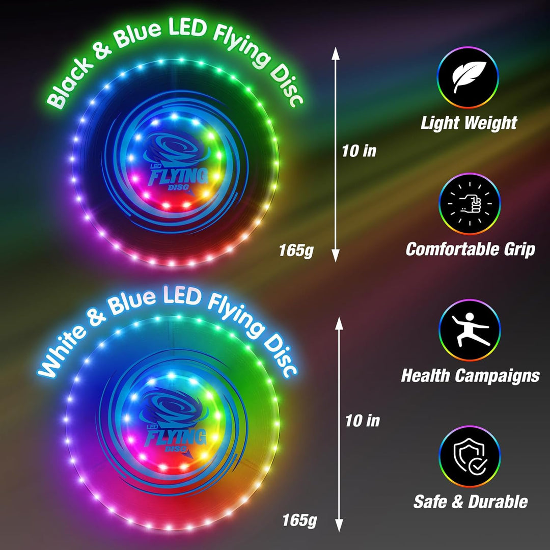 2 Pack Fliegender Ring für Kinder, 45 LEDs, 14 Beleuchtung Modi, Wiederaufladbar, leichtes, Fliegend