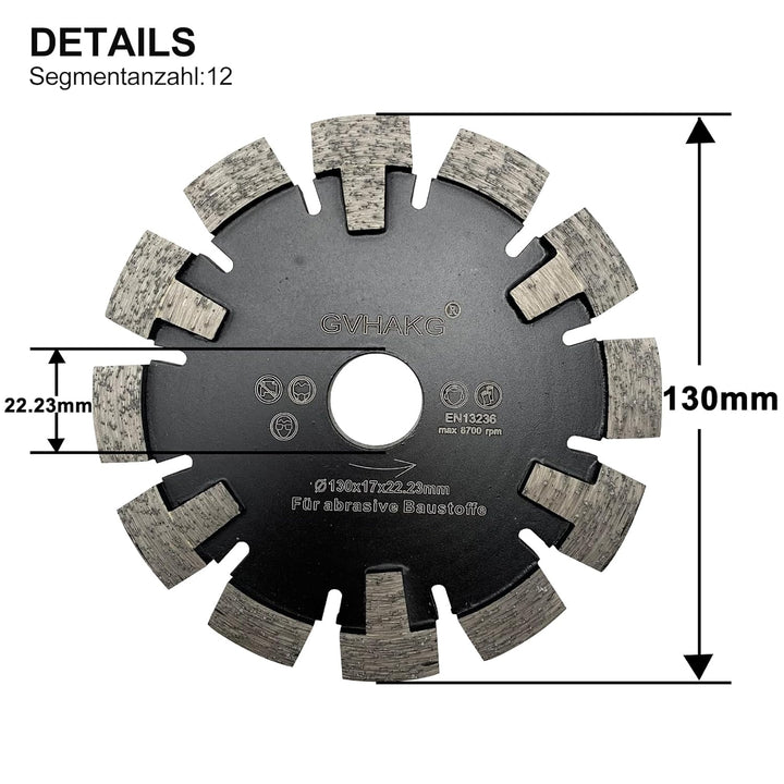 GVHAKG Tuck Point 130mm Diamant Fräser,Sehr verschleissfest Lange Lebensspanne für Estrich, Asphalt,