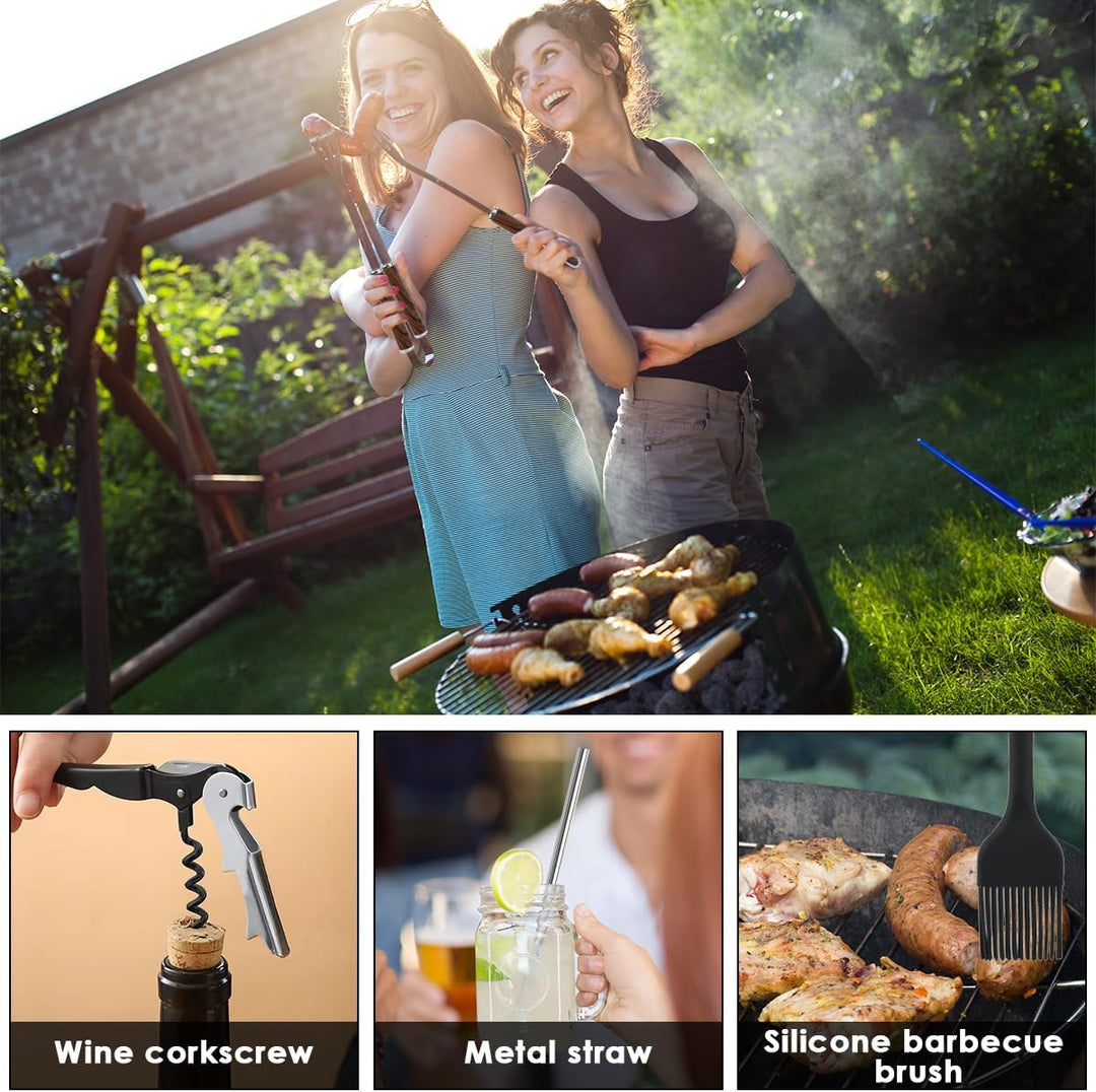 38 Stück Edelstahl Grillbesteck Set, Grillkoffer Grill Set Männer Geschenk, Komplette BBQ Grillbeste