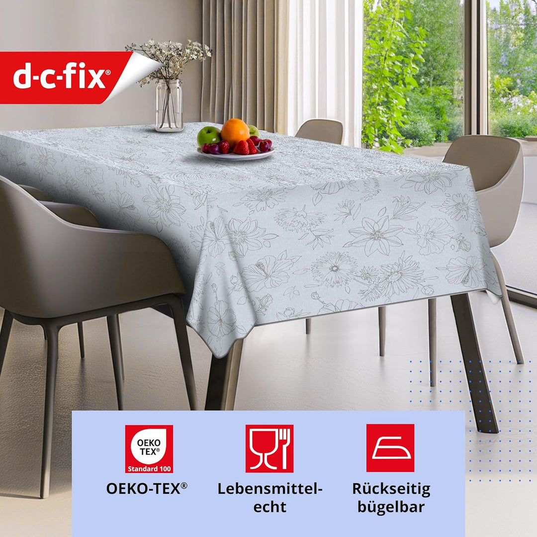 d-c-fix Wachstuchtischdecke – Palmas grau (150 x 250 cm oval) – Tischunterlage für Küchen- und Essti
