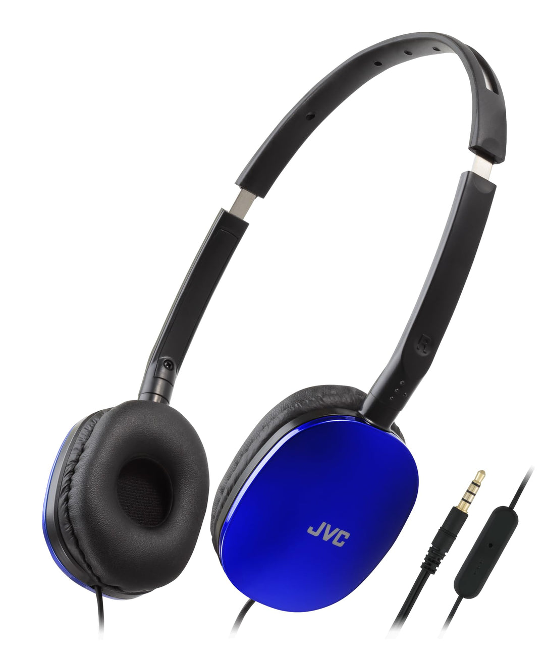 JVC HA-S160M-A - Flats Faltbarer und kompakter Kopfhörer in Glossy Trendfarbe, mit Schalter für Mikr