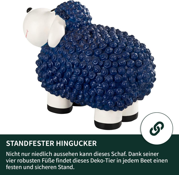 VERDOBA Mini Deko Schaf für den Garten, wetterfest - blaues Deko-Schaf Molly - Gartenfigur Schafe Ga