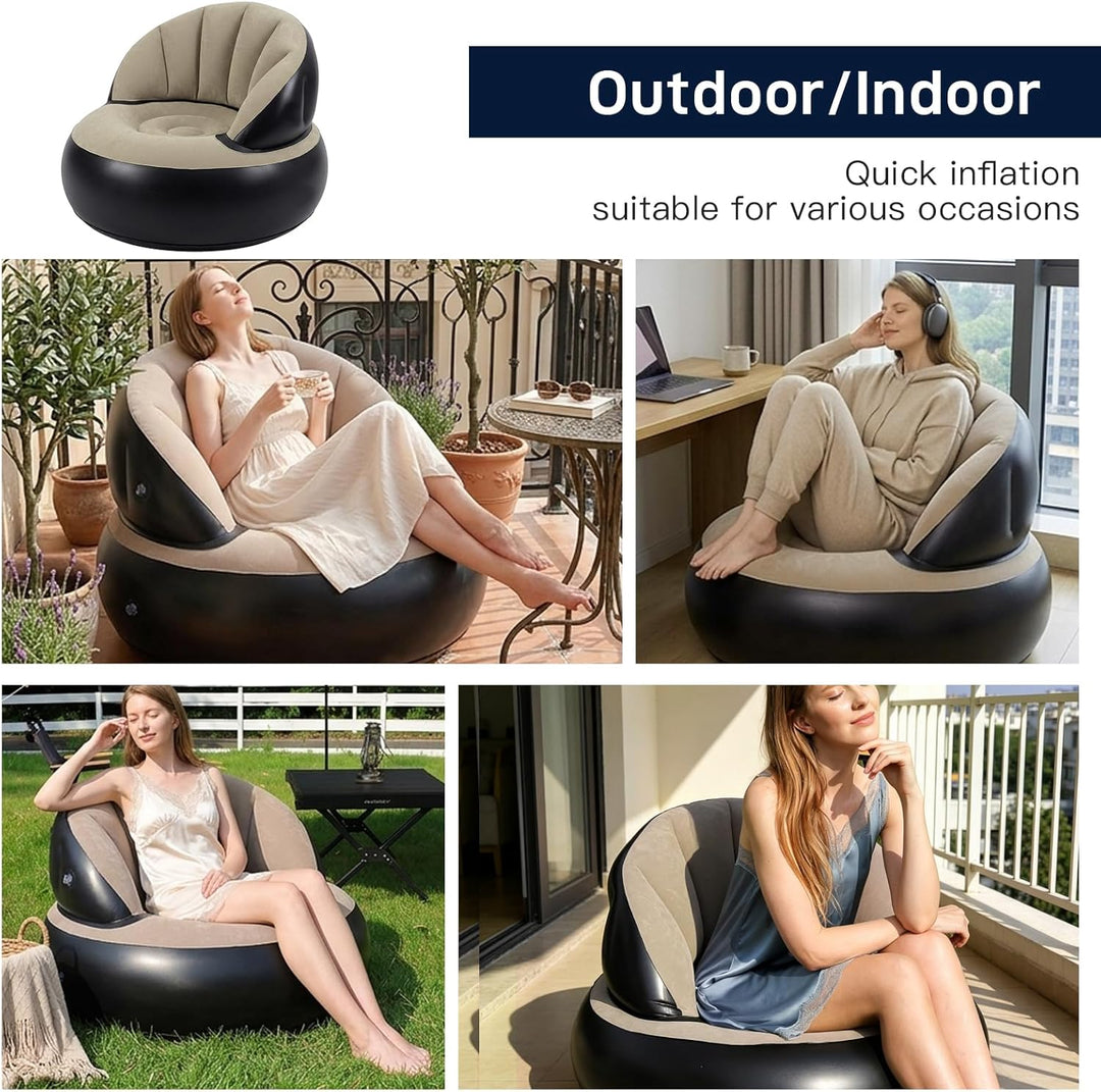 Aufblasbares Sofa,Aufblasbare Couch mit Beflockter Oberfläche,Luftsofa mit Fusspumpe,Wasserdichtes A