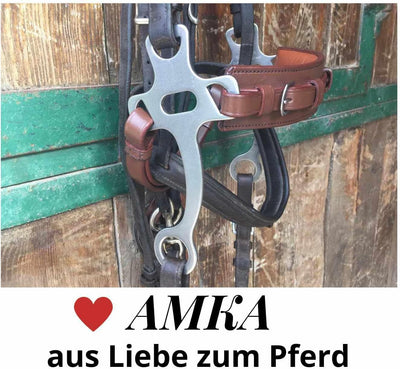 AMKA Hackamore gebisslos aus Leder 3fach verstellbar mit Barock Anzügen