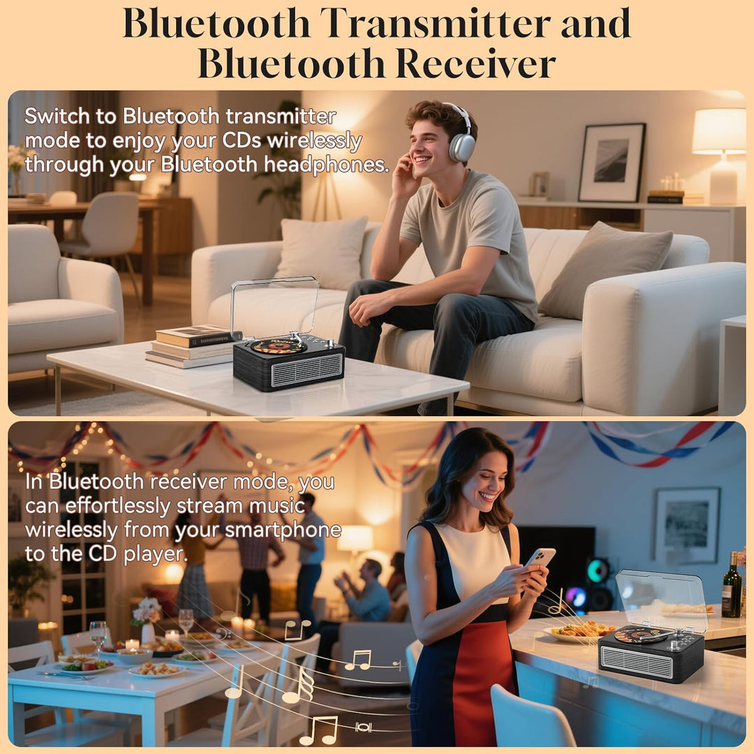 Gueray Tragbarer CD Player Bluetooth CD-Player mit Lautsprecher & Radio & Fernbedienung Unterstützt