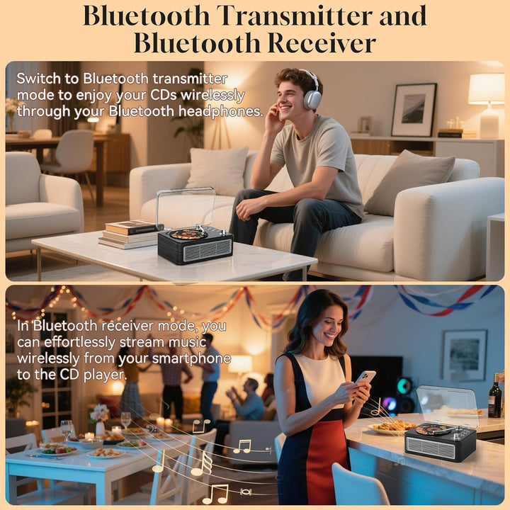 Gueray Tragbarer CD Player Bluetooth CD-Player mit Lautsprecher & Radio & Fernbedienung Unterstützt