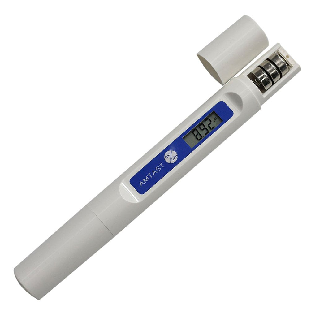 AMTAST Tragbarer Stift-pH-Meter für Oberflächen-Flachstift-pH-Tester mit Temperaturanzeige, keine Ka