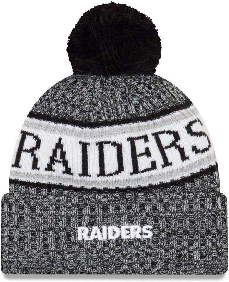 New Era NFL Sideline 2018 Bobble Mütze Oakland Raiders
