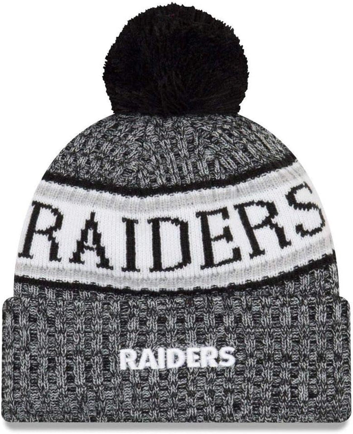 New Era NFL Sideline 2018 Bobble Mütze Oakland Raiders