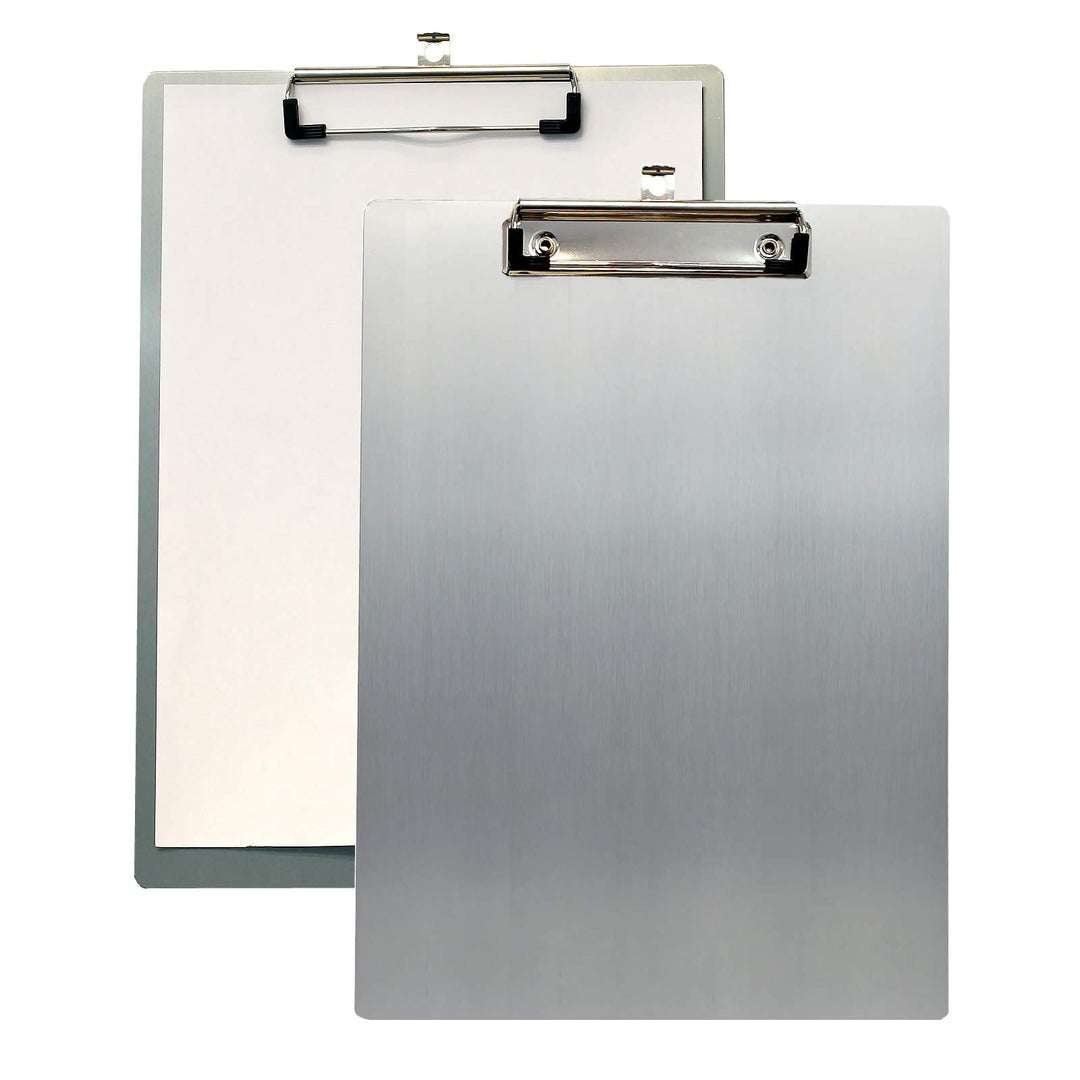 2er Alu Klemmbrett A4 mit gummierter Metalklemme, Schreibbrett DIN A4 mit Aufhängeose, Pad Halter Cl