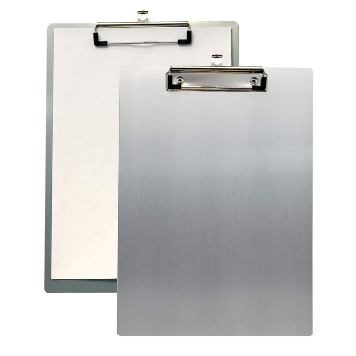 2er Alu Klemmbrett A4 mit gummierter Metalklemme, Schreibbrett DIN A4 mit Aufhängeose, Pad Halter Cl