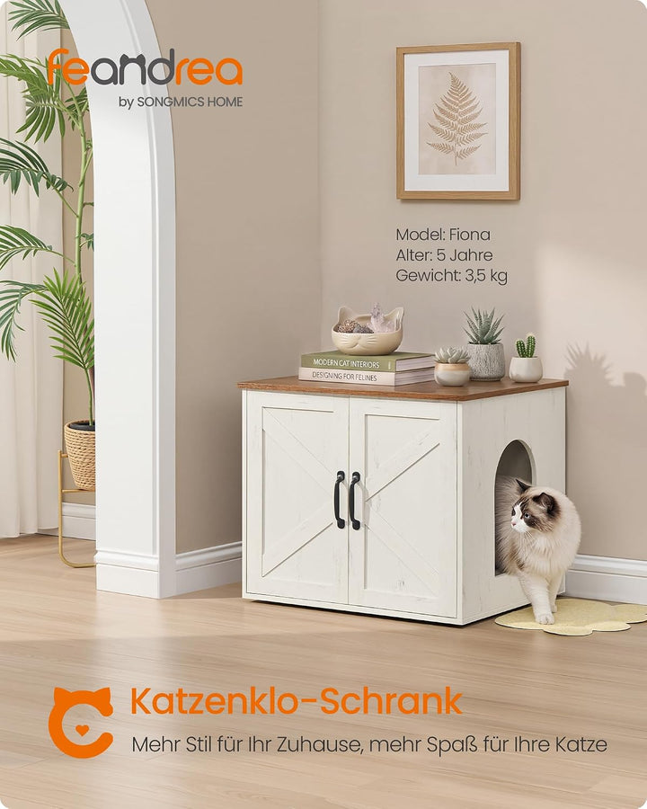 Feandrea Katzenhaus, Katzenklo-Schrank, versteckte Katzentoilette, Beistelltisch, für Haustiere im I