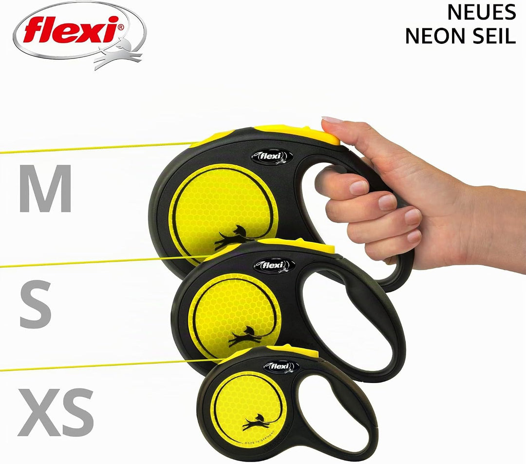 flexi New NEON M Seil 5 m schwarz/Neongelb für Hunde bis 20 kg, M 5 m