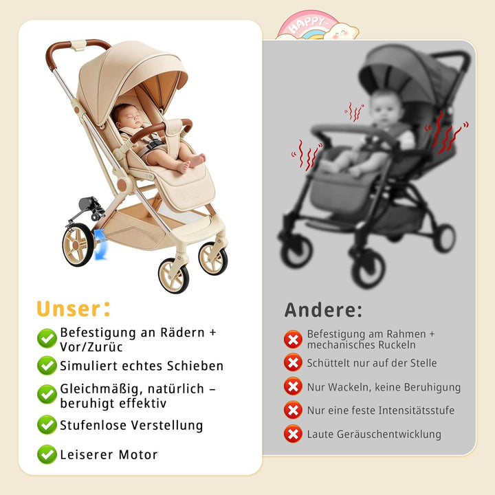 Kinderwagenschaukler, Unterstütztes Schaukeln des Kinderwagens, Baby Schlafhilfe, Sanftes Schaukeln,