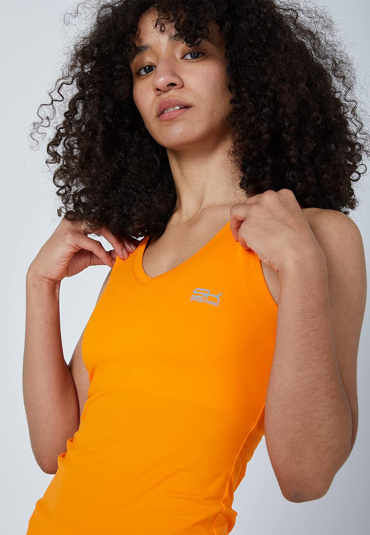 Mädchen &amp; Damen Tennis, Padel, Fitness, Sport V-Neck Tank Top Racerback, atmungsaktiv, UV-Schutz UPF