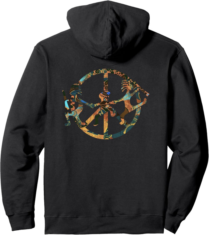 Kokopelli Family in Peace - Sign Design 1 - Fan Fun Pullover Hoodie