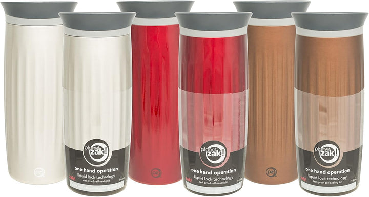 Zak Designs Fluted Stainless Steel Double Wall Vacuum Tumbler with Insulated Button Lid 16 oz, Multi