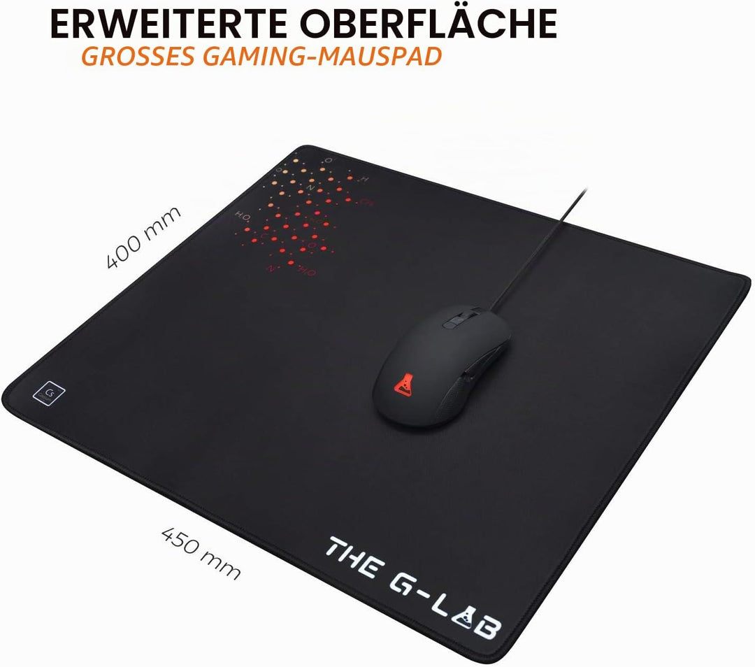 THE G-LAB - PAD CEASIUM - Grosses Rutschfestes Gaming-Mauspad 450 x 400 mm 450L x 400B mm, 450L x 40