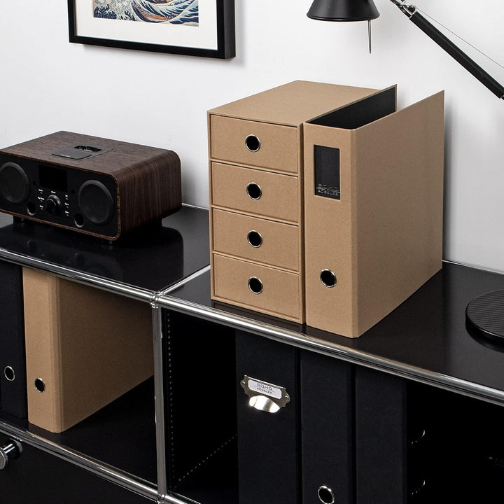 Rössler 1524452624 - S.O.H.O. 4er Schubladenbox für DIN A5, mit Griffloch, Kraft, 250 x 175 x 320 mm