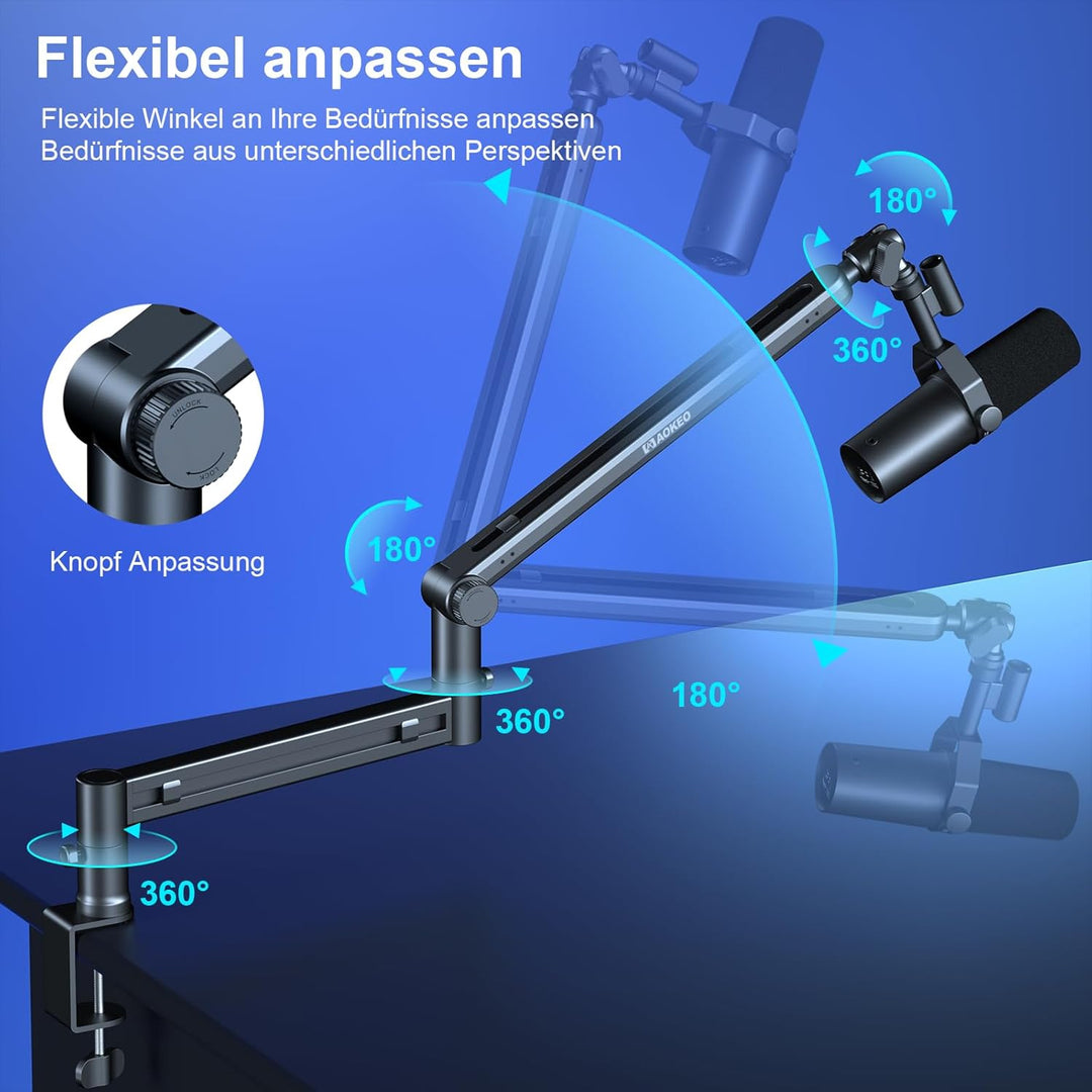 Mikrofon Arm,Aokeo AK-58 Niedriges Profil Mikrofon Ständer Arm für HyperX QuadCast,SoloCast,Elgato W