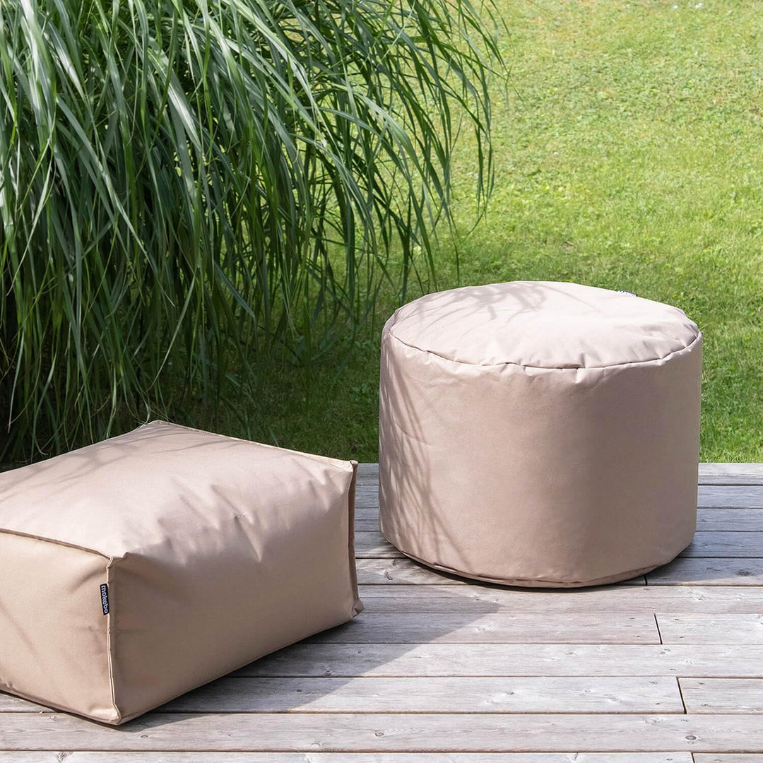 mokebo® Outdoor Pouf o. Hocker 60x40cm in Beige für Balkon &amp; Garten &