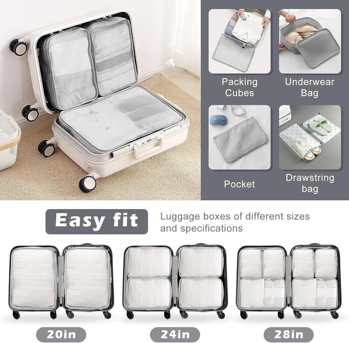 Koffer Organizer Set, 14 Stück Wasserdicht Packing Cubes, Multifunktionale Travel Packwürfel, Koffer