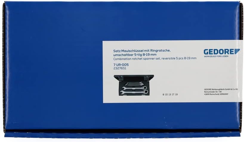 Maulringratschenschlüsselsatz 7R-005 5-tlg.SW 8-19mm ger.GEDORE 7 R 5 tlg,, 7 R 5 tlg,