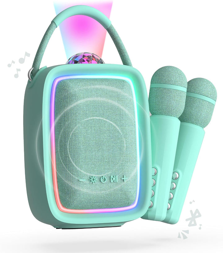 Mob – Singy Party Tragbarer Karaoke-Lautsprecher für Kinder und Erwachsene – Disco-Projektor, 2 kabe