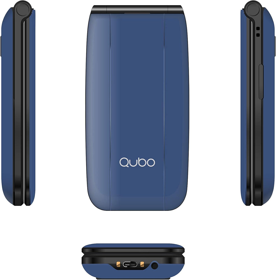 Qubo Global NEONW Mobiltelefon mit Deckel für Senioren | grosse Tasten | SOS-Taste | 2,4 Zoll Displa