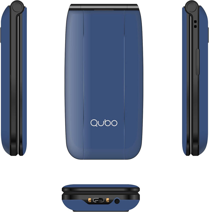 Qubo Global NEONW Mobiltelefon mit Deckel für Senioren | grosse Tasten | SOS-Taste | 2,4 Zoll Displa